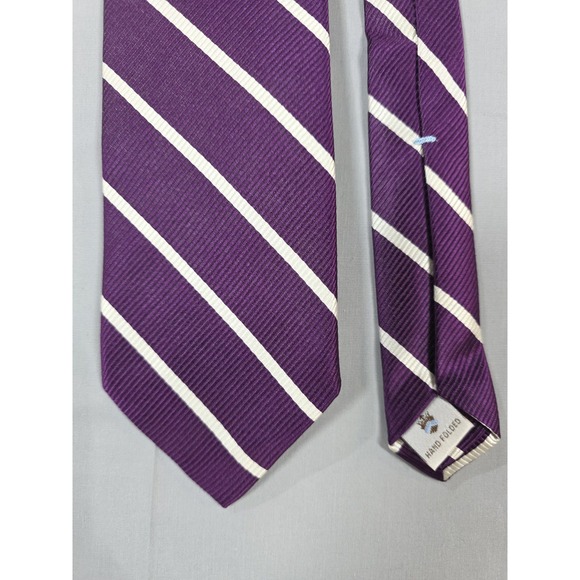 Peter Millar Other - Peter Millar Purple White Diagonal Stripe Silk Tie Hand Folded Luxury Neck